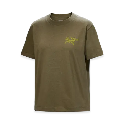 ARC'TERYX Women's Kragg Cotton Bird Tile Crew SS "Tatsu/Olive Moss" X000009499