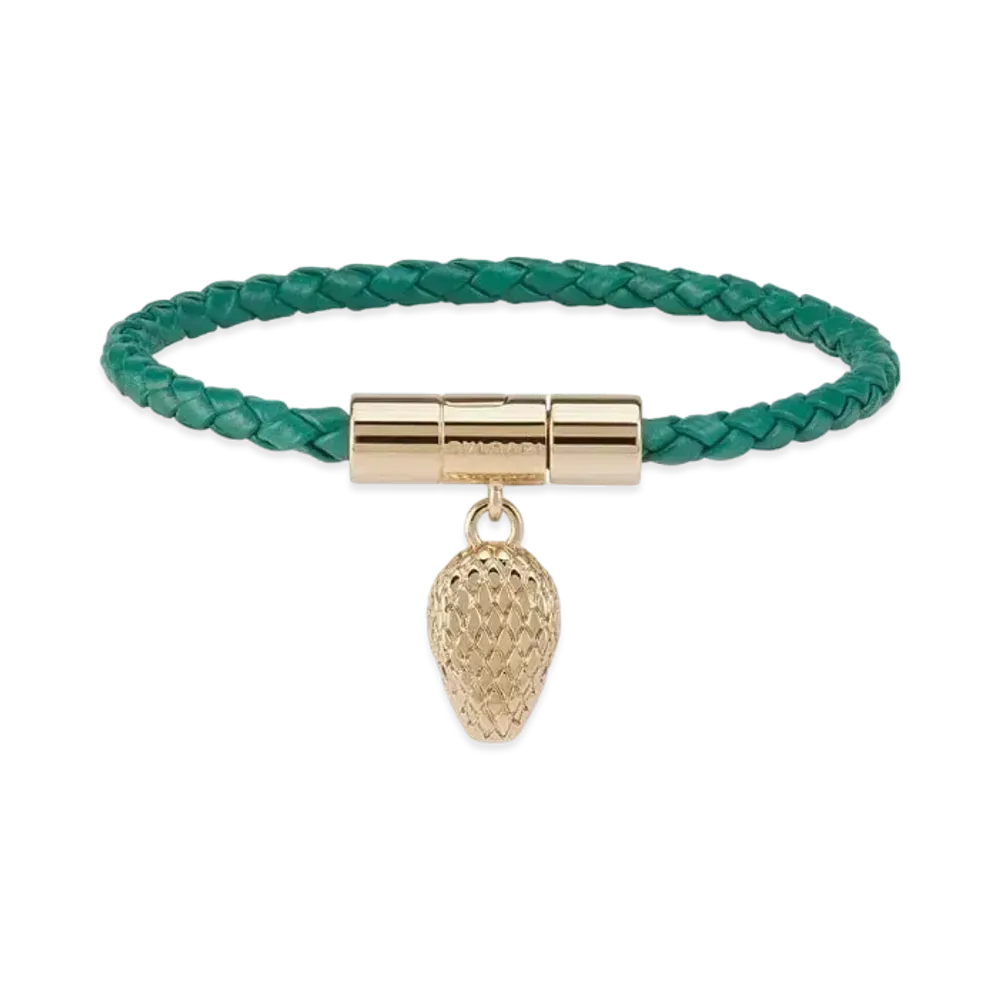 BVLGARI Serpenti Forever Leather Bracelet "Green"
