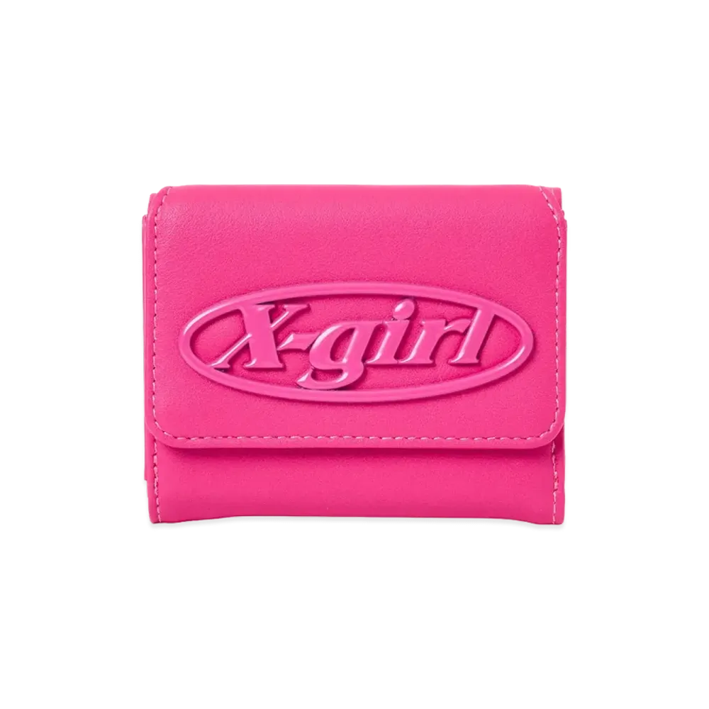 X-Girl Tonal Oval Logo Buckle Faux Leather Mini Wallet "Pink"