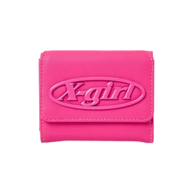 X-Girl Tonal Oval Logo Buckle Faux Leather Mini Wallet "Pink"