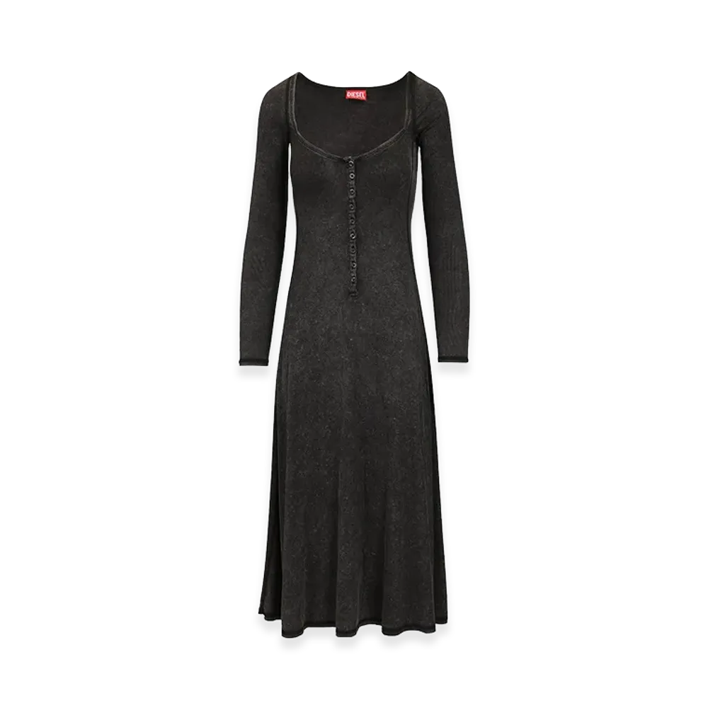 Diesel Women's Shaded Ribbed Jersey Midi Dress "Black"