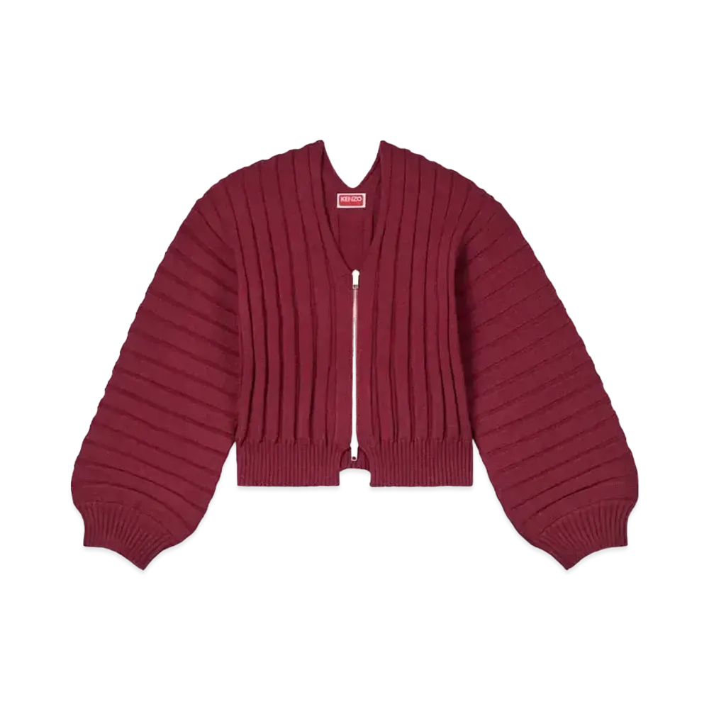 KENZO Embroidery Rib Knit Cardigan "Bordeaux"