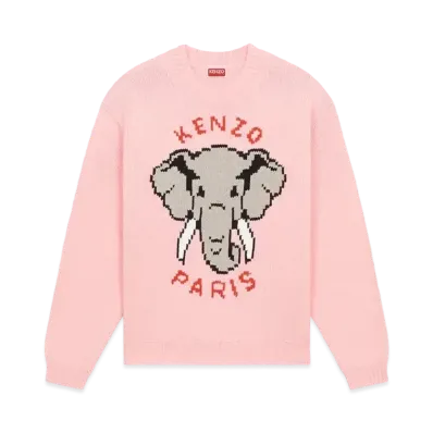 KENZO 'ELEPHANT' Wool Jumper "Faded Pink"