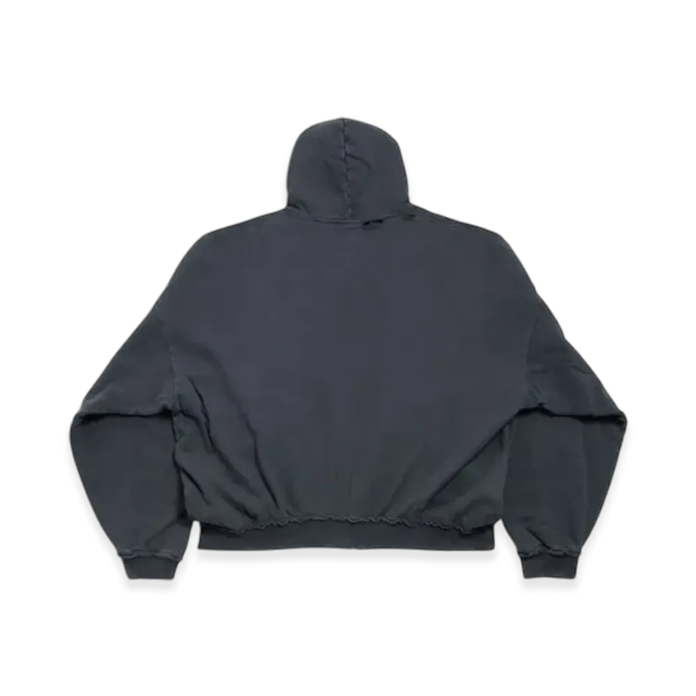 BALENCIAGA Fashion Designer Pulled Zip Up Hoodie Large Fit "Black"