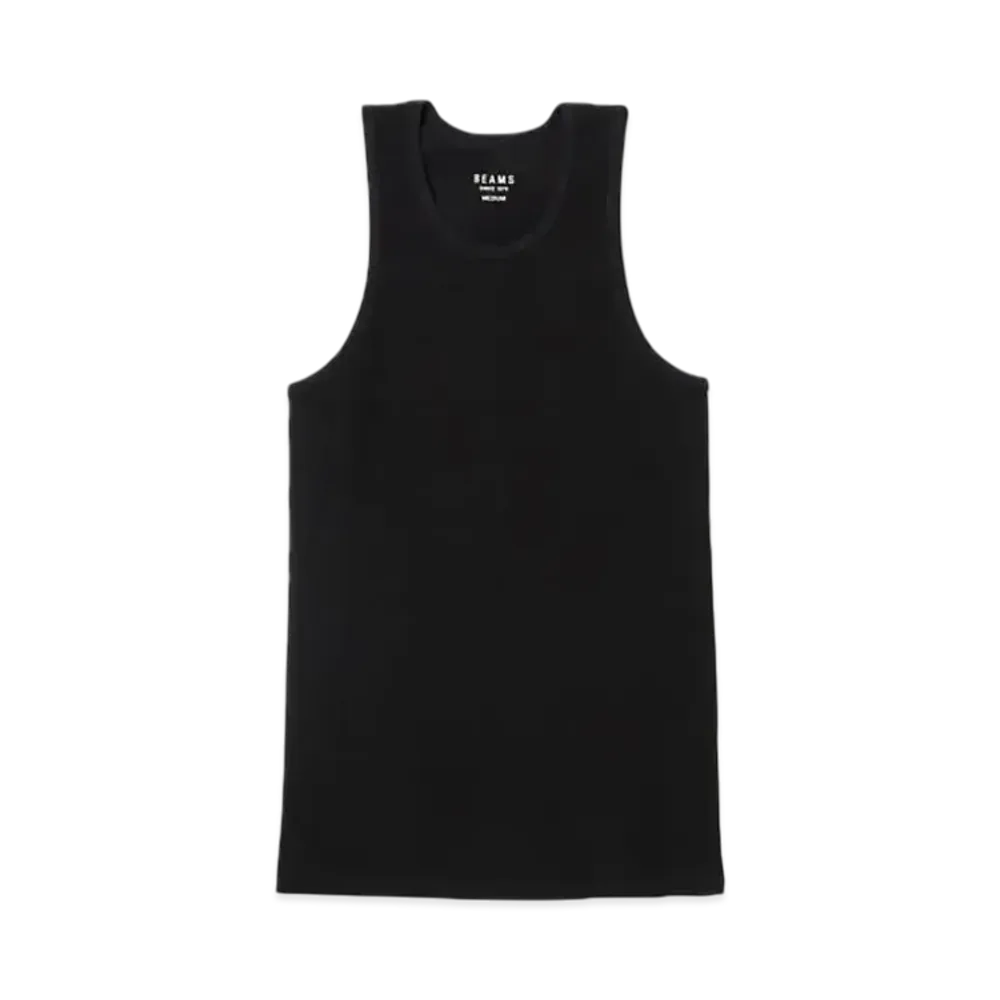 BEAMS Ribbed Tank Top "Black"