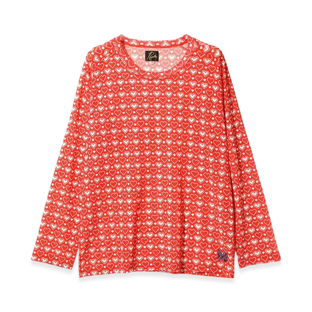 NEEDLES L/S U Neck Tee - Poly Mesh/Printed "Orange"