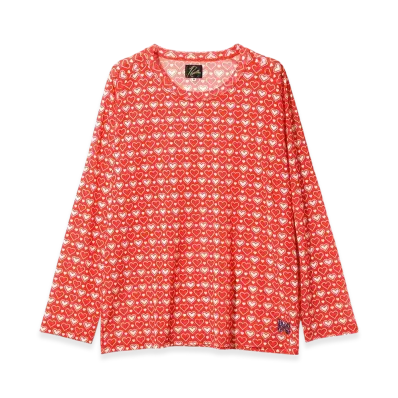 NEEDLES L/S U Neck Tee - Poly Mesh/Printed "Orange"