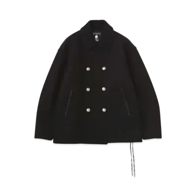 mastermind WORLD Cashmere Pea Coat "Black"