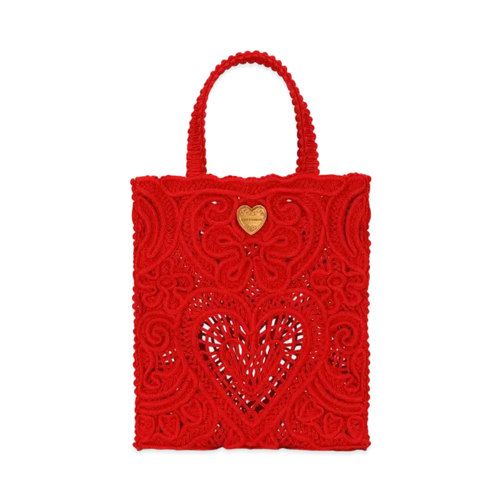Dolce&Gabbana Beatrice Shopping Bag Small Code Race Embloteri "Red"