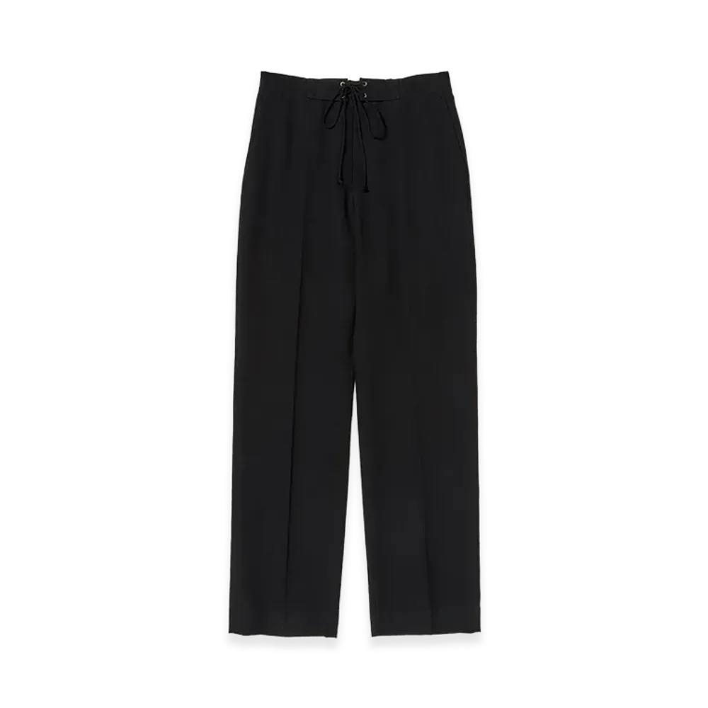 AURALEE Wool Cotton Linen OX Drawstring Pants "Black"