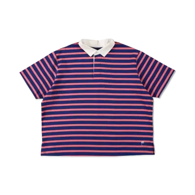 WIND AND SEA BORDER RUGBY SHIRT "Blue Pink"