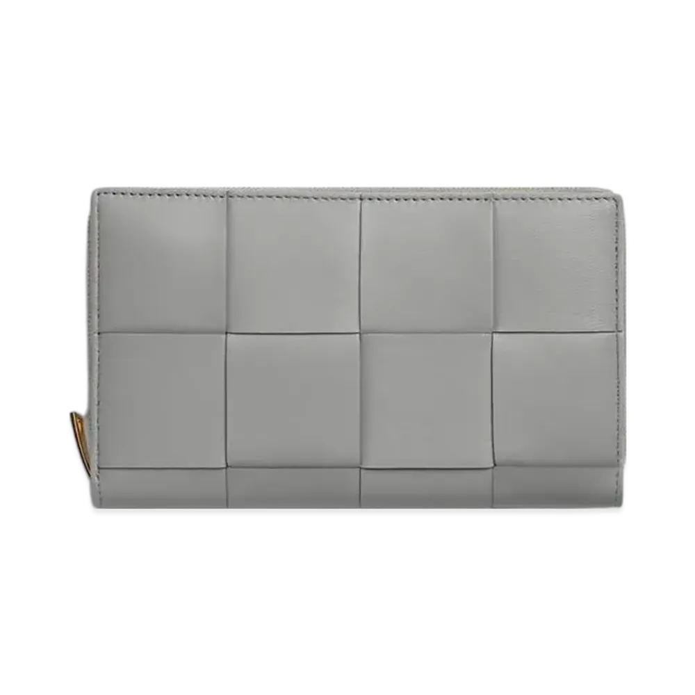 Bottega Veneta Cassette Large Zip Around Wallet "Sterling/Zenith"