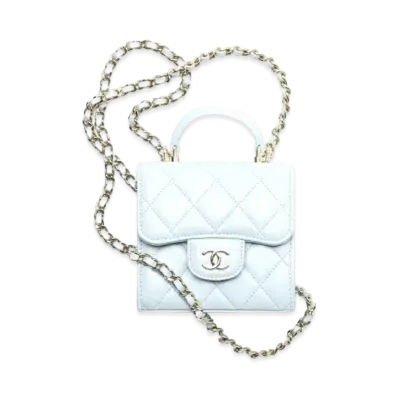 CHANEL Belt Bag Lambskin & Costume Pearl "Blue"