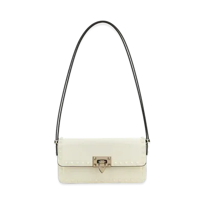 Valentino Women's Leather Rockstud Shoulder Bag "Ivory/White"