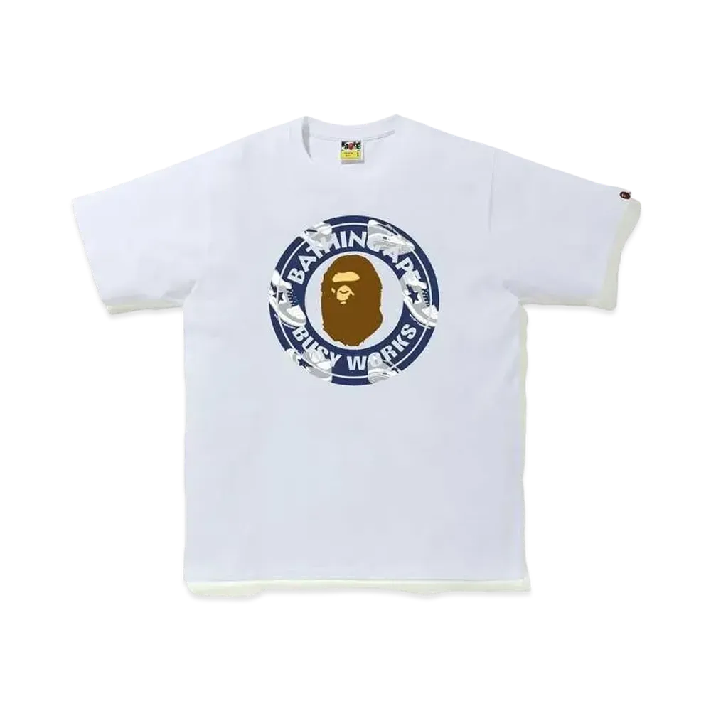 A BATHING APE RANDOM BAPE STA BUSY WORKS TEE "White/Navy"