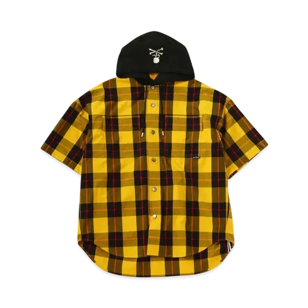 mastermind WORLD Block Plaid SS Hooded Shirt "Yellow (Block Plaid)"