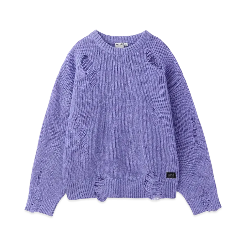 X-Girl Distressed Knit Top "Purple"
