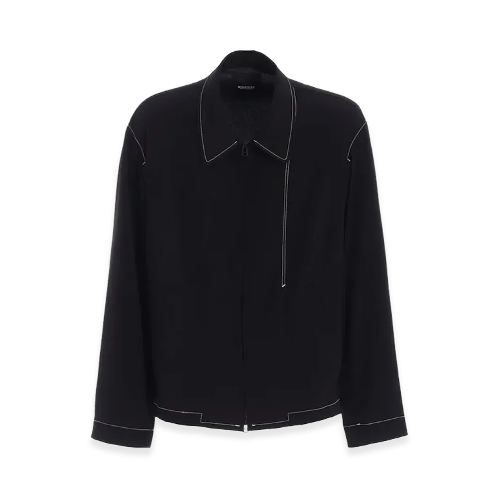 WILDSIDE YOHJI YAMAMOTO Ta/Pe Crepe De Chine Zip Up Blouson "Black"