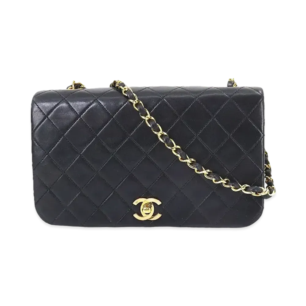 CHANEL Matelasse Classic Single Flap Chain Shoulder Lambskin "Black/Gold"
