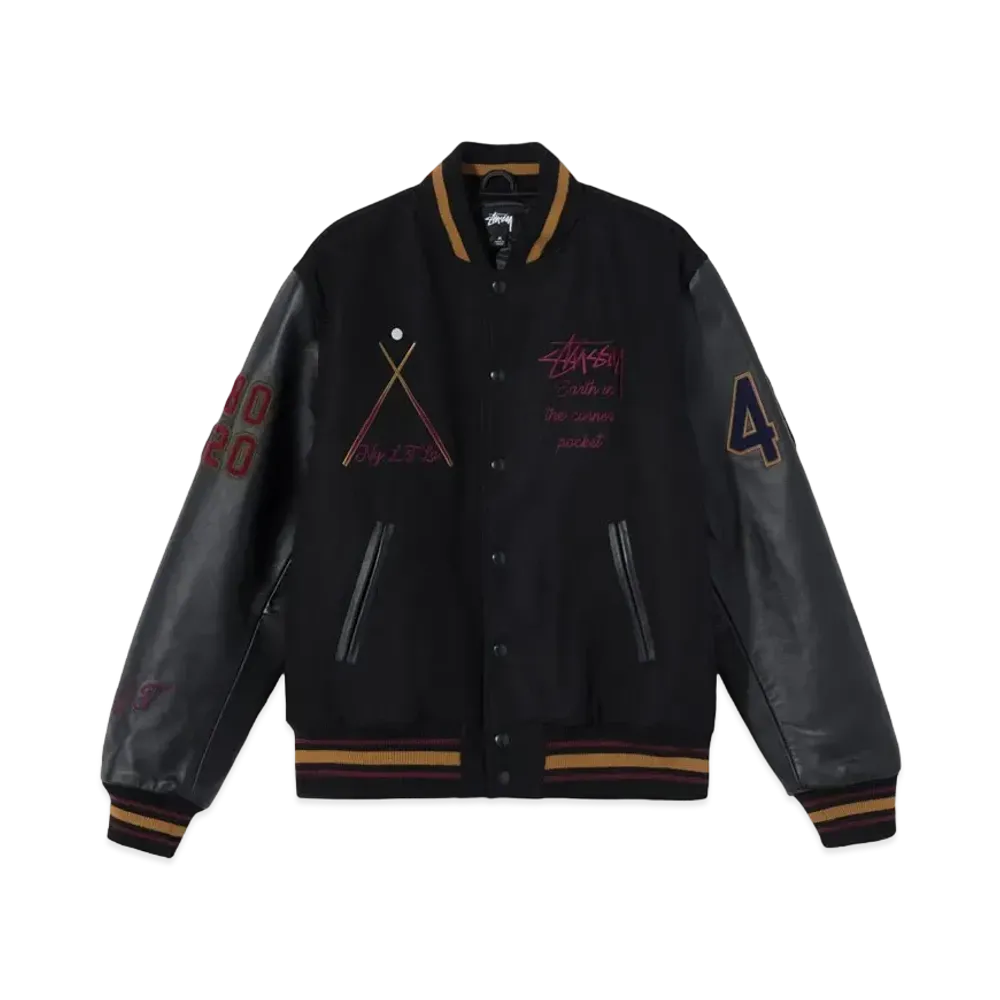 Stussy 40TH ANNIVERSARY IST VARSITY JACKET "Black"