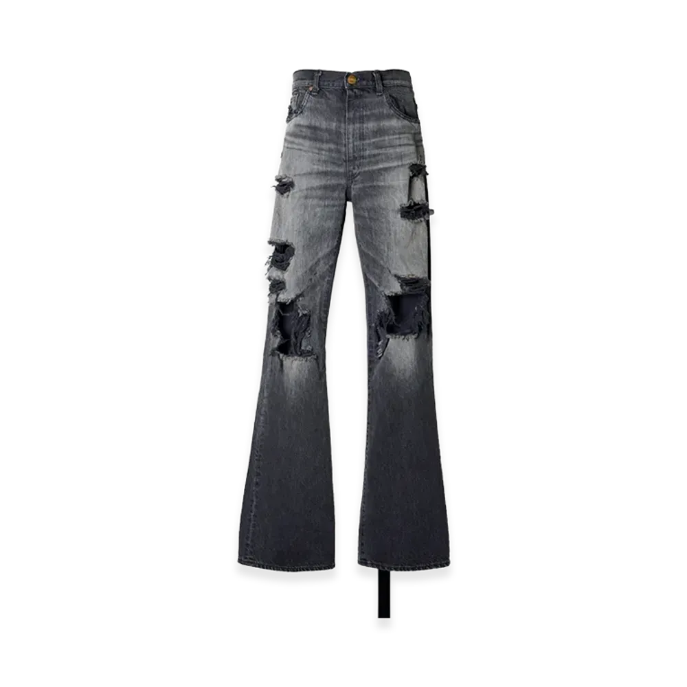 KAMIYA Distressed Slim Bootcut Jeans "Black"