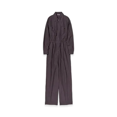 AURALEE Women's Garment-Dyed Finx Shuttle Weather Jumpsuit "Dark Brown"