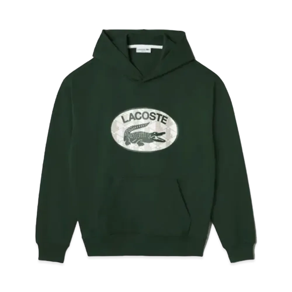 LACOSTE Monogram Motif Print Hood Sweat "Green"