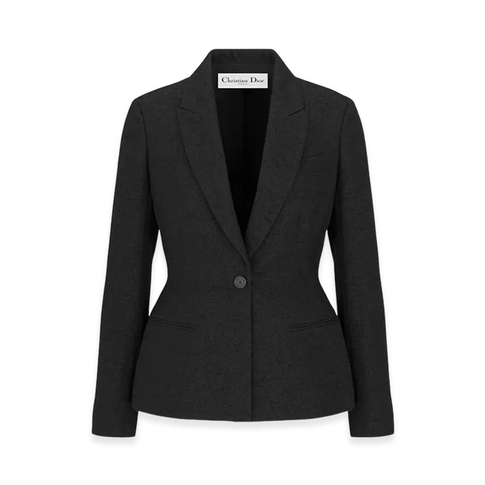 Dior Women's Fitted Jacket Virgin Wool Cotton Boucle "Black"