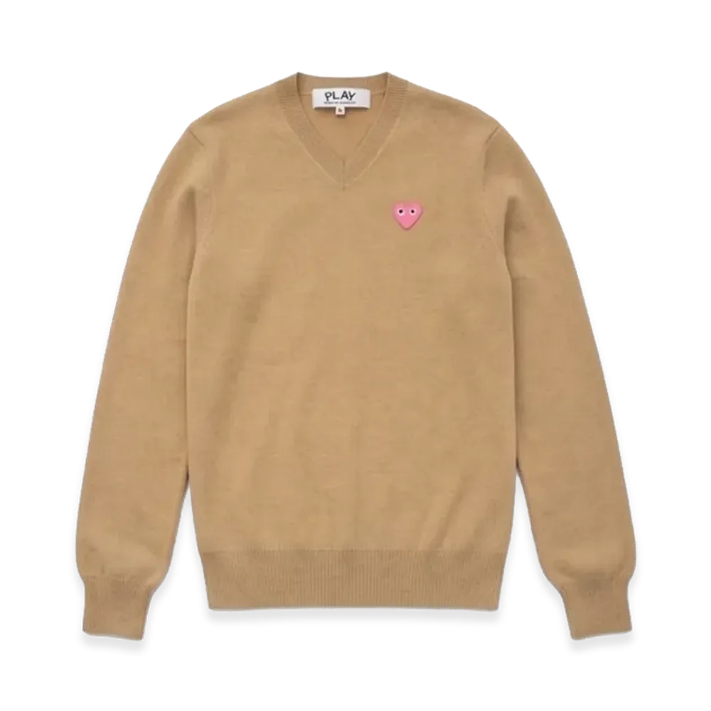 PLAY COMME des GARCONS V-Neck Sweater "Beige"