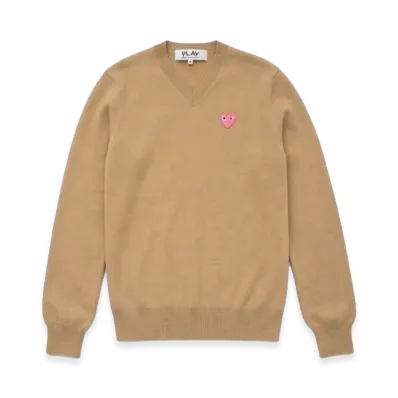 PLAY COMME des GARCONS V-Neck Sweater "Beige"
