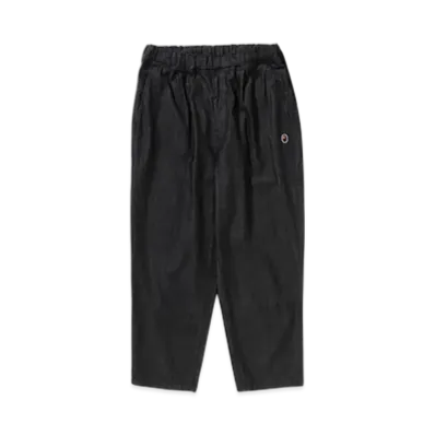 A BATHING APE One Point 1 Pleat Elasticated Denim Pants "Black"