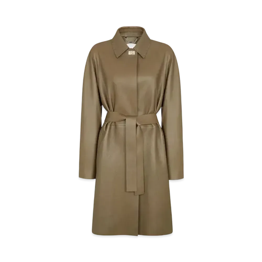 FENDI Women's Leather Overcoat "Green"