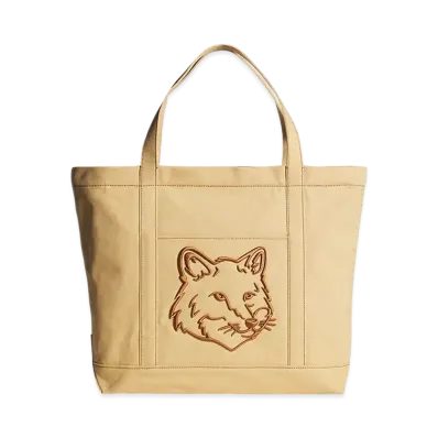Maison Kitsune Fox Head Large Tote "Cork"