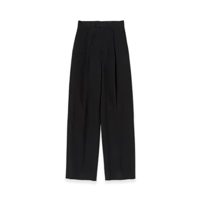 AURALEE Women's Wool Cotton Linen OX One-Tuck Slacks "Black"