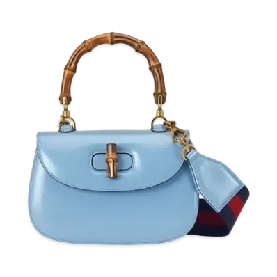 GUCCI Bamboo 1947 Small Top Handle Bag Leather "Blue"