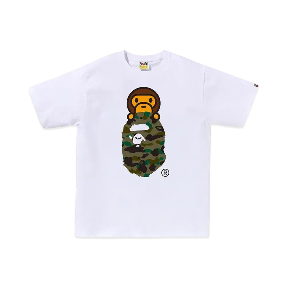 A BATHING APE 1ST Camo Milo On Ape Head Tee "White/Green"