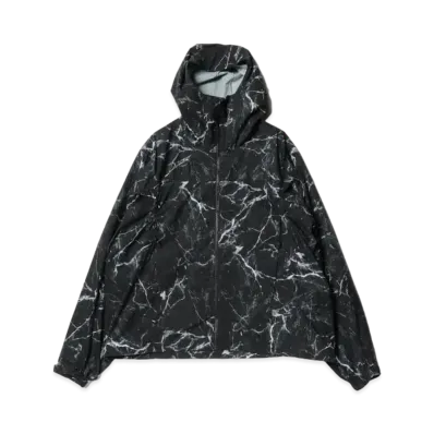 BEAMS Water Repellent Allover Print Zip-Up Hoodie "Black"