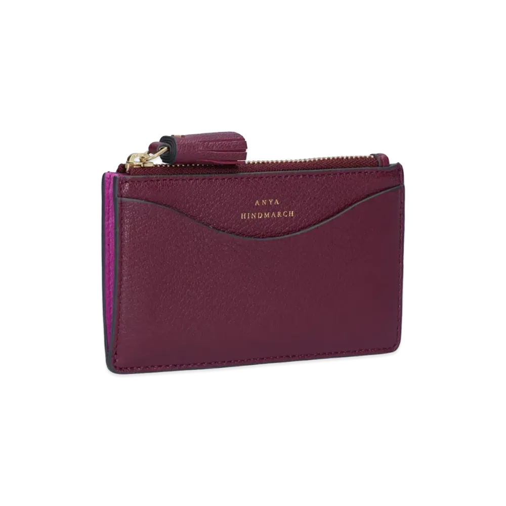 Anya Hindmarch Peeping Eyes Zipped Card Case "Bordeaux"