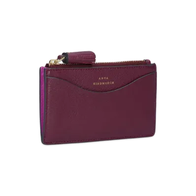 Anya Hindmarch Peeping Eyes Zipped Card Case "Bordeaux"