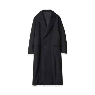 ssstein Oversized Maxi-Length Peak Lapel Coat "Black"