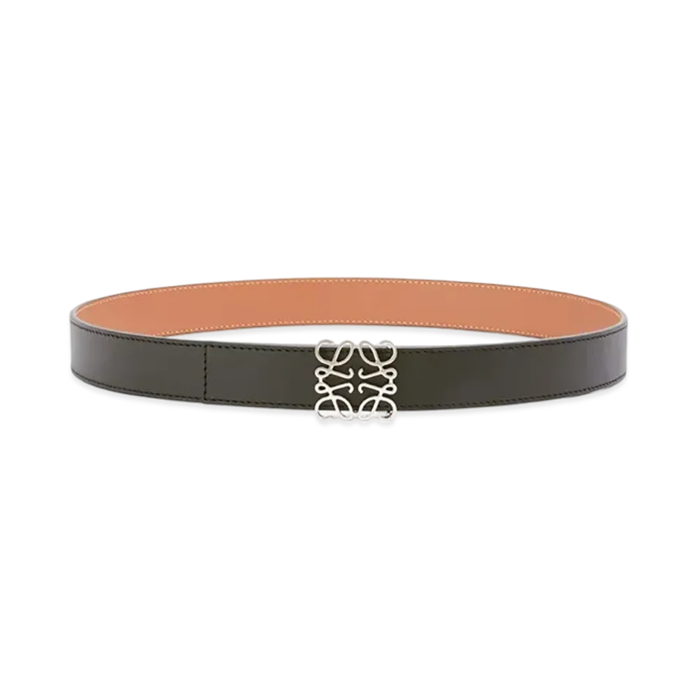 LOEWE Reversible Anagram Belt "Black/Tan/Palladium"