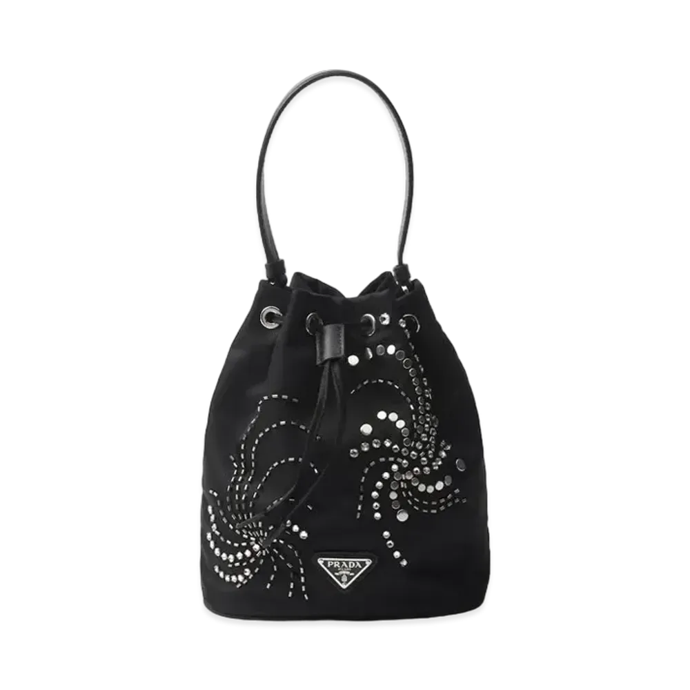 PRADA Re-Nylon Embroidered Mini Bag "Black"