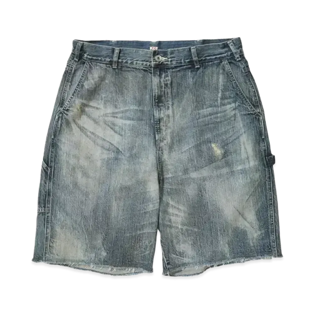 PORTER CLASSIC STEINBECK DENIM PAINTER SHORTS VINTAGE CUSTOM "BLUE"