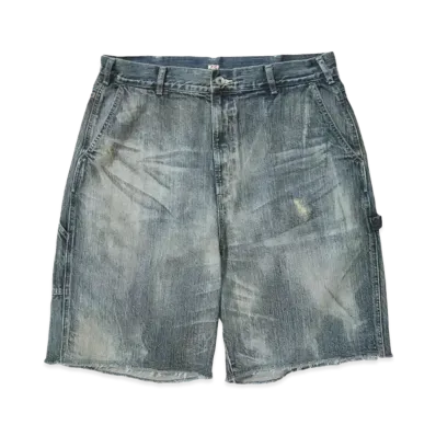 PORTER CLASSIC STEINBECK DENIM PAINTER SHORTS VINTAGE CUSTOM "BLUE"