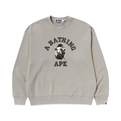 A BATHING APE Map Camo College Relax Fit Crewneck Sweatshirt "Olivedrab"