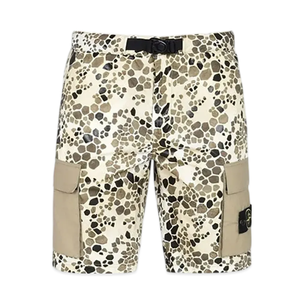 Stone Island Alligator Camo Cotton - Nylon Shorts "Beige"