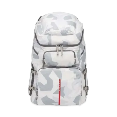 PRADA Printed Technical Fabric Ski Boot Backpack "Light Gray"