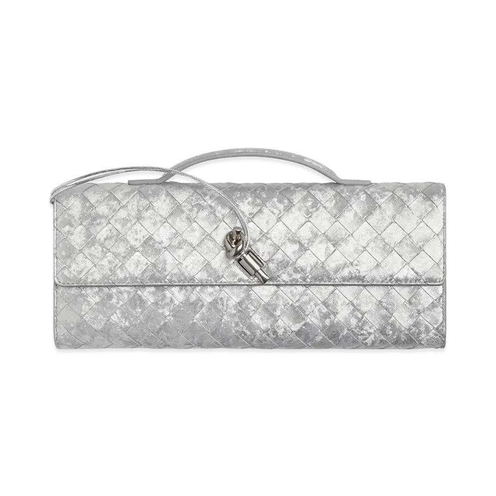 Bottega Veneta Andiamo Clutch Bag "Silver"