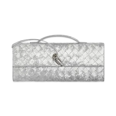 Bottega Veneta Andiamo Clutch Bag "Silver"