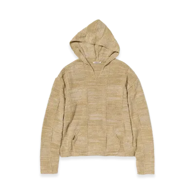 AURALEE Structured Cotton Linen Panel Knit P/O Parka "Brown/Beige"